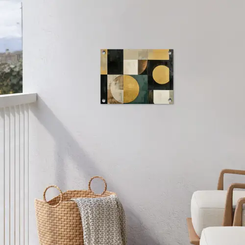 Abstract - Goud - Brons - Vormen - Geometrisch tuinposter los doek klein -sfeer8