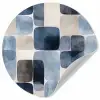 Patroon - Blauw - Vierkanten Wandcirkel behangsticker klein -3d