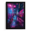 Stad - Neon -  Nacht - Roze - Graffiti fotolijst zwart zonder passe partout klein -3d