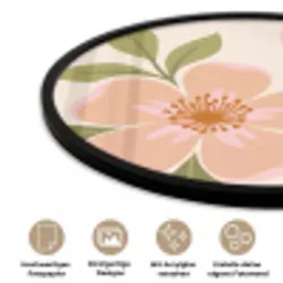 Grafisch - Bloemen - Roze Fotolijst rond zonder passe partout klein -closeup_DE