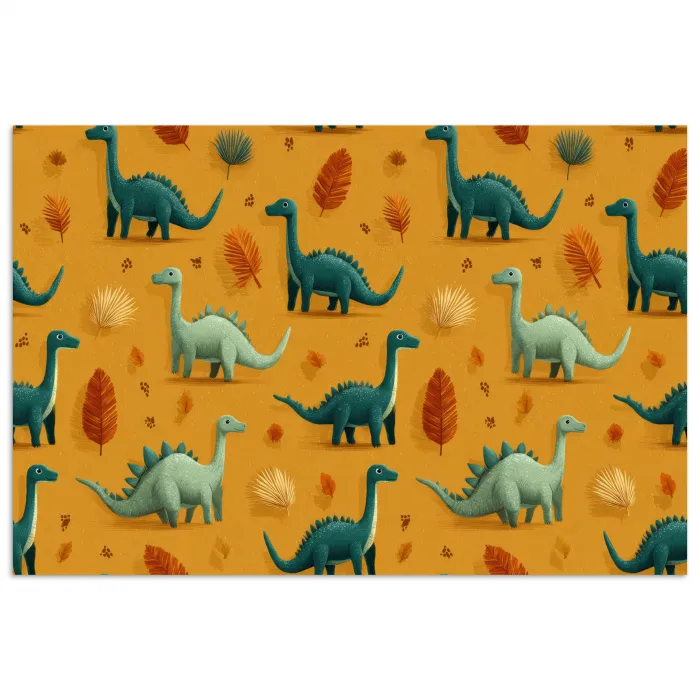 Dinosaurussen - Stekels - Herfstbladeren - Bruin poster papier klein -3d