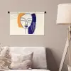 Minimalistisch - Gezicht - Hand - Oranje - Blauw Wandkleed katoen klein -sfeer4