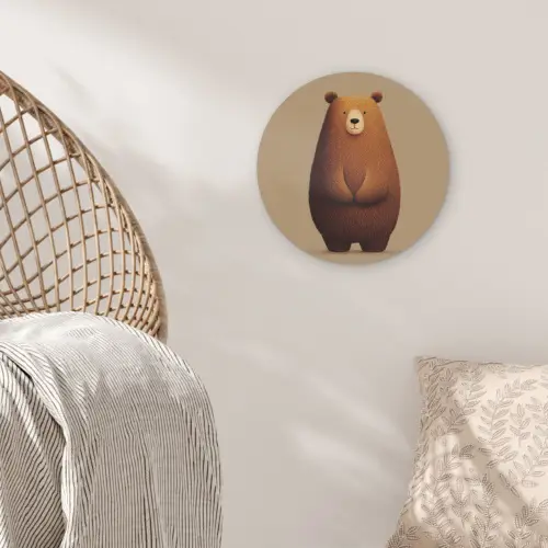 Beer - Minimalistisch - Bruin Akoestische PET Vilt - Rond klein -sfeer4