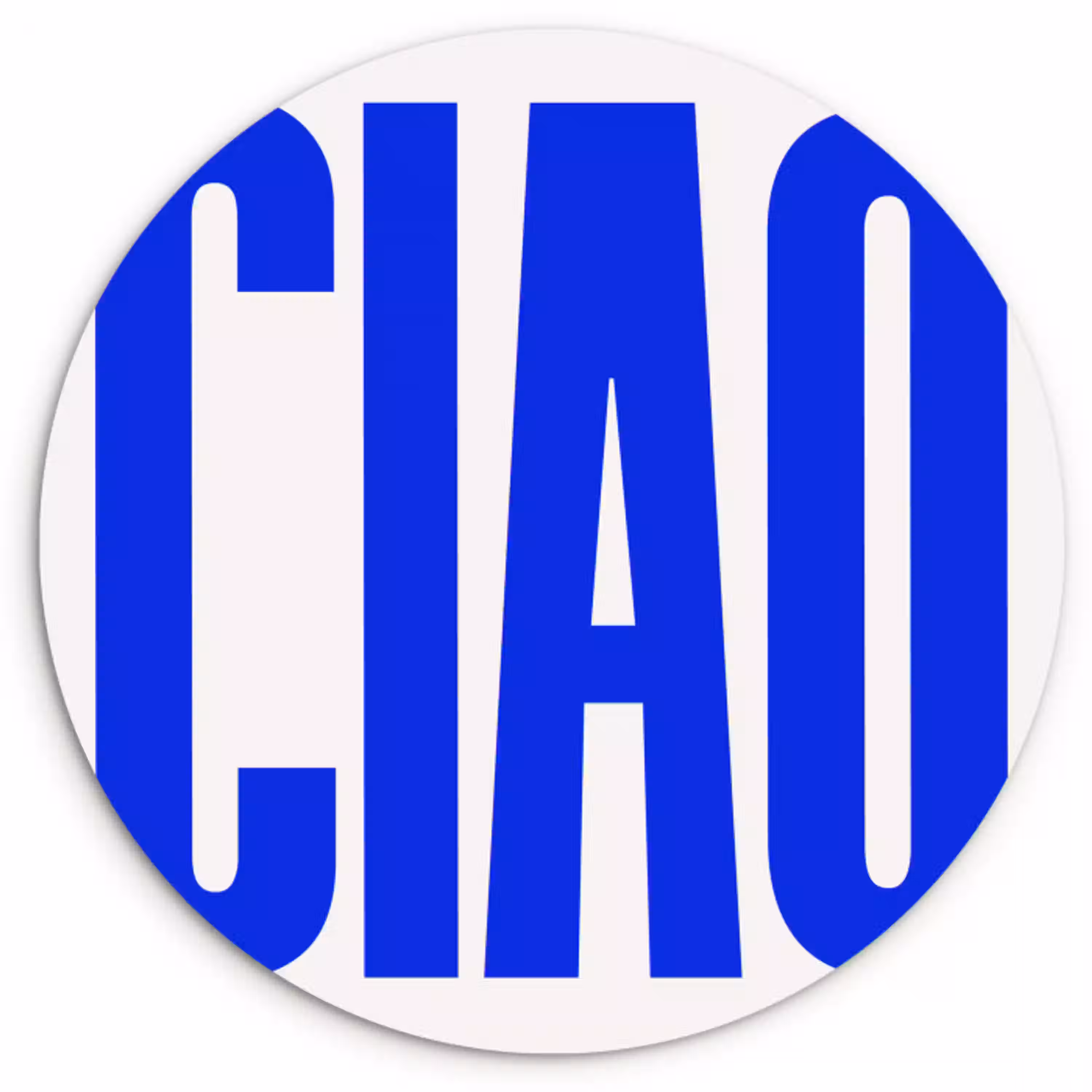 Ciao - Hoofdletters - Blauw - Minimalistisch Wandcirkel plexiglas klein -3d