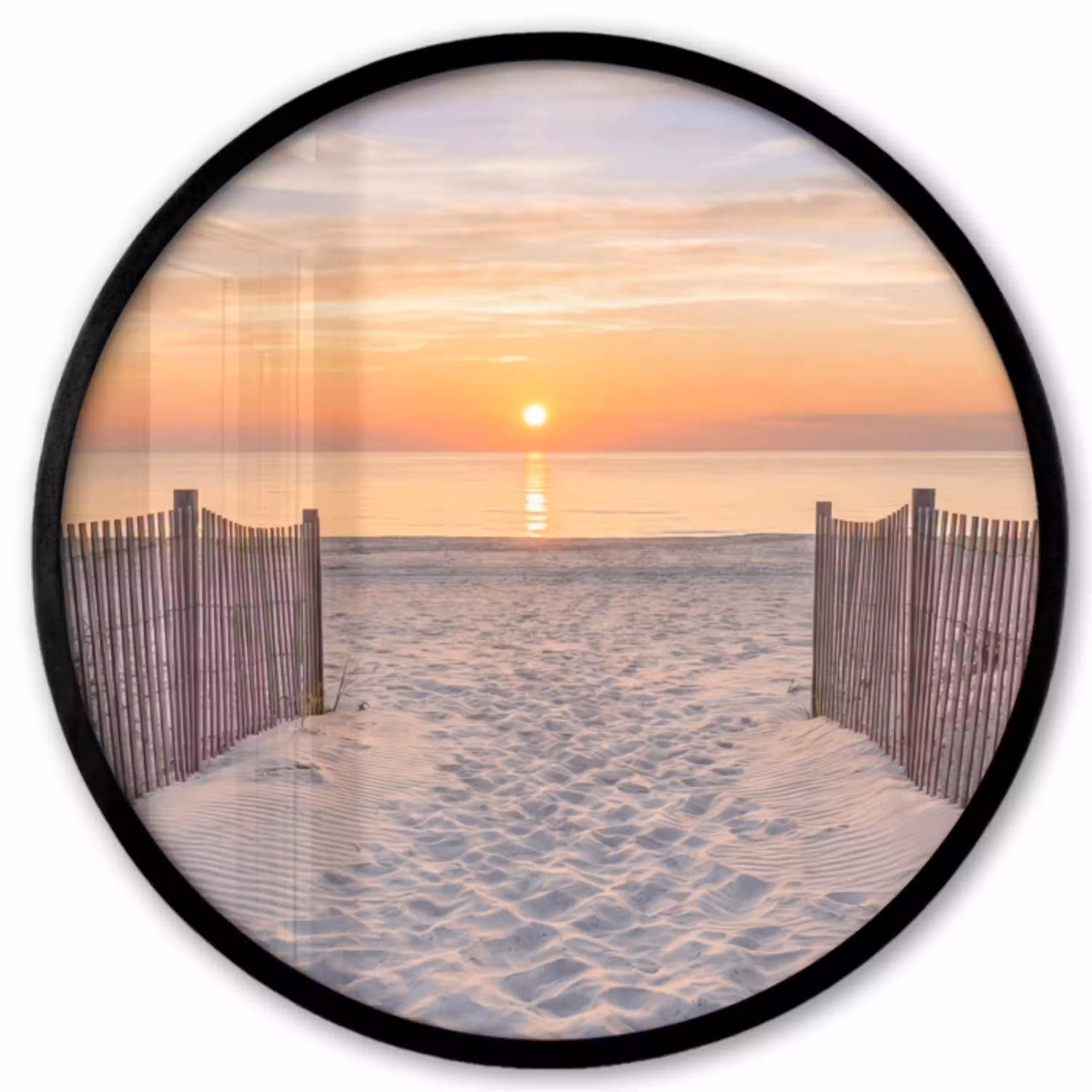 Zonsondergang - Strand - Zand Fotolijst rond zonder passe partout klein -3d