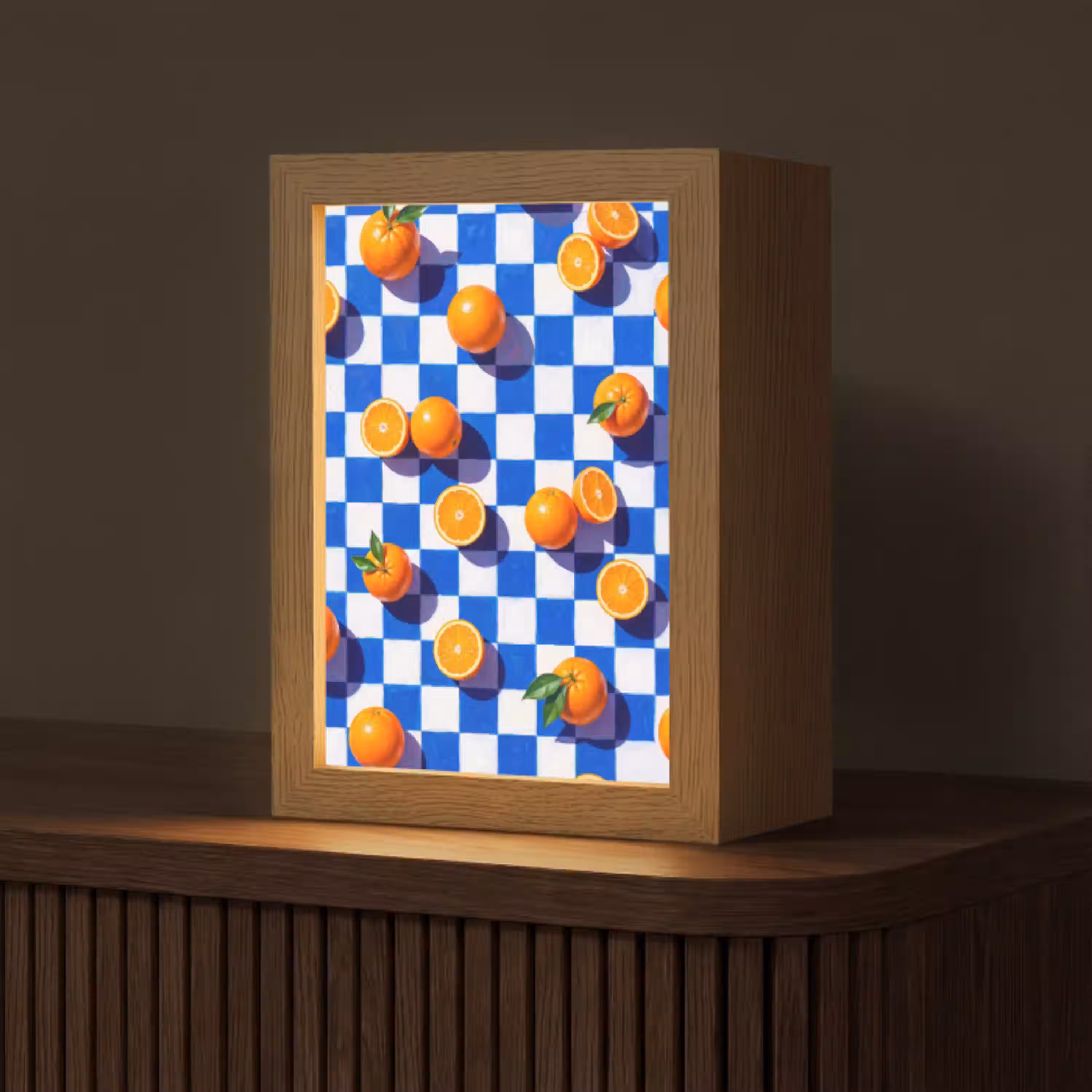 Sinaasappel - Geruit - Eten Light Box met kabel (Tafellamp) klein -z3d_website