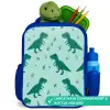 Vriendelijke T. rex tussen sporen Kinderrugzak - Blauw middel -inhoud_UK