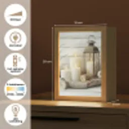 Stilleven - Wit - Kaarsen - Rustiek - Natuur Light Box met kabel (Tafellamp) klein -USP_NL