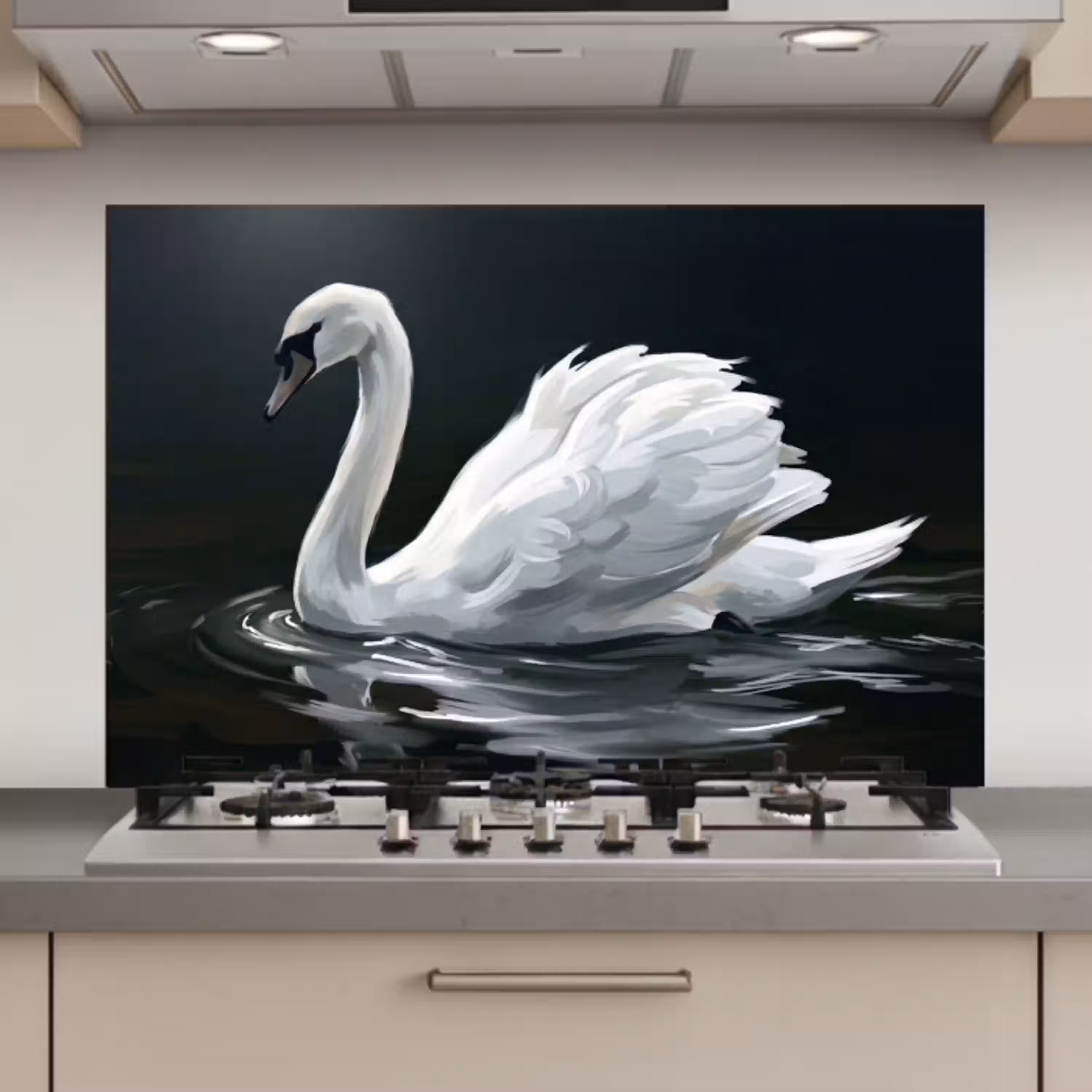 Zwaan - Water - Natuur - Realistisch - Wit keuken achterwand spatscherm klein -3d_website