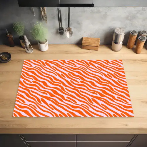 Strepen - Dynamisch - Oranje Inductie beschermer vinyl 3mm klein 276 -sfeer5