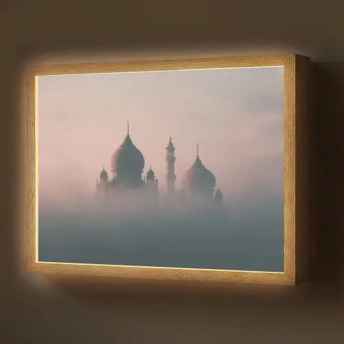 Moskee - Minaretten - mist - Islamitisch Light Box met batterij (Wandlamp) middel -z3d_website