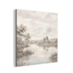 Landschap - Water - Natuur - Sepia aluminium wit klein -3d