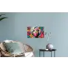 Vrouw - Kauwgom - Graffiti - Neonkleuren Muursticker klein -plant