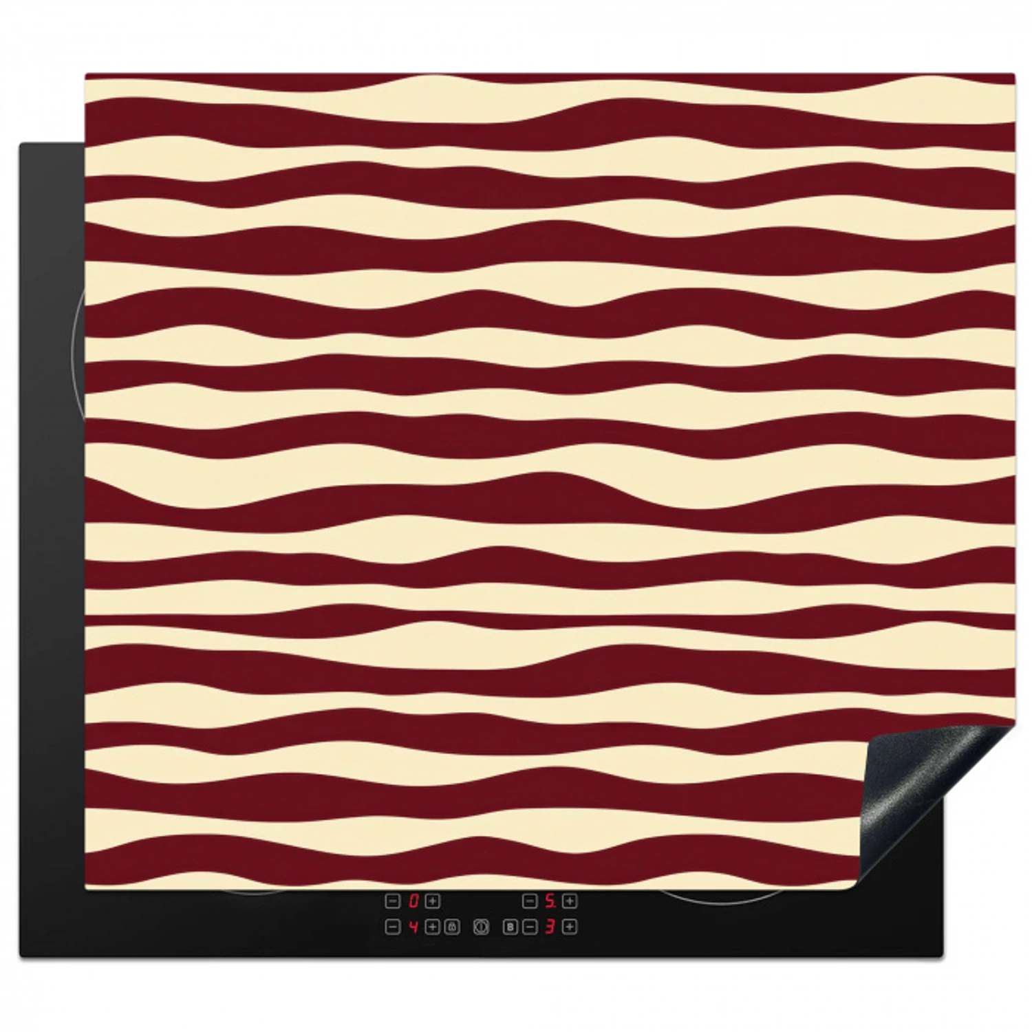 Golven - Rood - Patroon - Crème Inductie beschermer vinyl 3mm middel 274 -3d