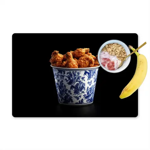 Kip - Bucket - Delfts blauw - Lekker Placemat vinyl groot -zzzproduct_Kitchenyeah-website