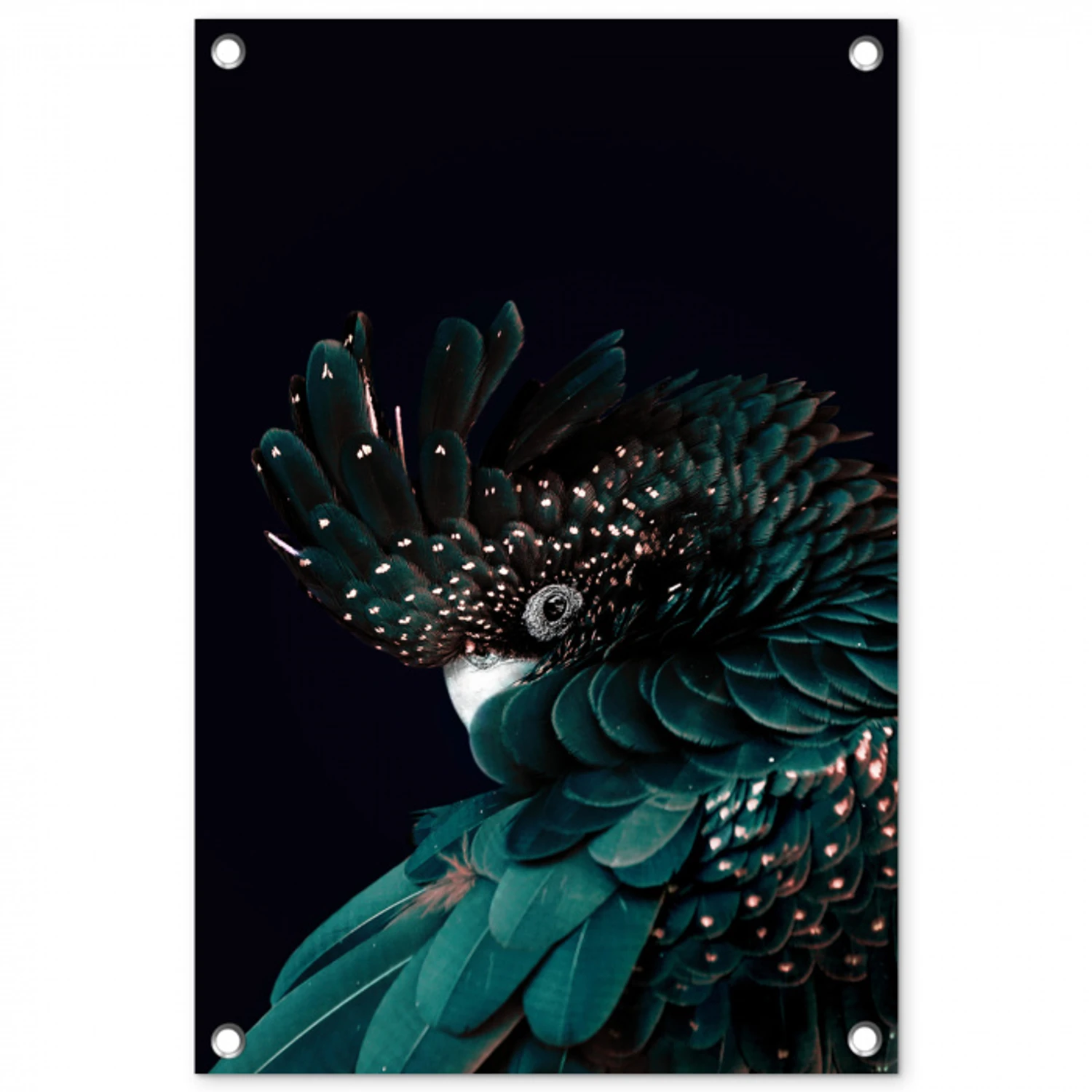 Kaketoe - Vogel - Zwart tuinposter los doek klein -3d