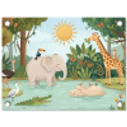 Jungle - Oase - Dieren - Kleurrijk tuinposter los doek klein -3d