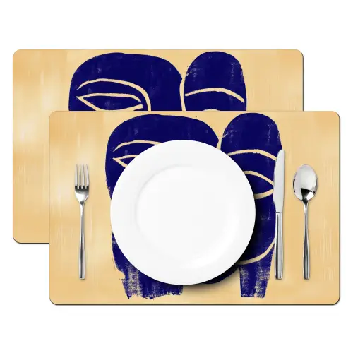 Okergeel - Blauw - Eenvoudige lijnen Placemat vinyl groot -zzsfeer2_Kitchenyeah-website