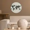 Wereldkaart - Zwart - Inkt Akoestische PET Vilt - Rond klein -sfeer1