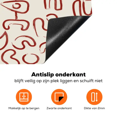 Beige - Vormen - Rood - Patroon Inductie beschermer vinyl 3mm klein 276 -zzzzzzz-td-onderkant