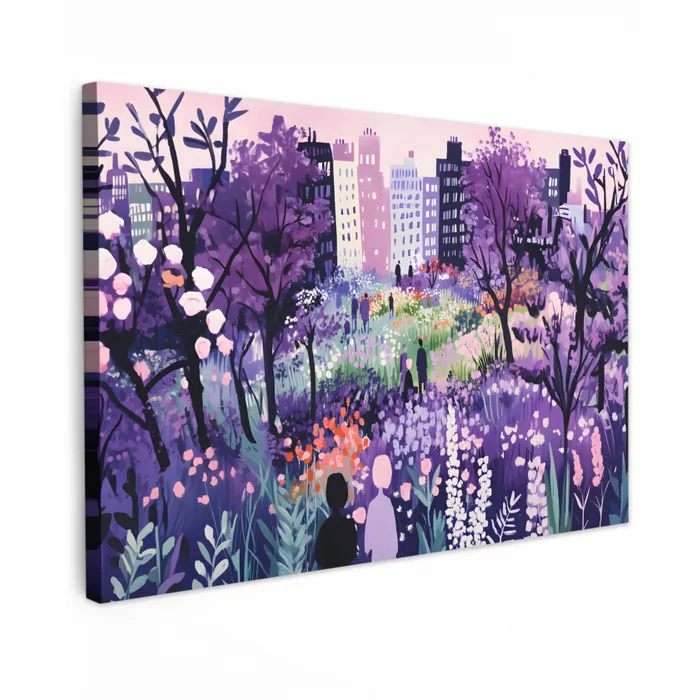 Park - Bomen - Bloemen - Gebouwen Tuinposter op houten frame 2 cm dik klein -3d