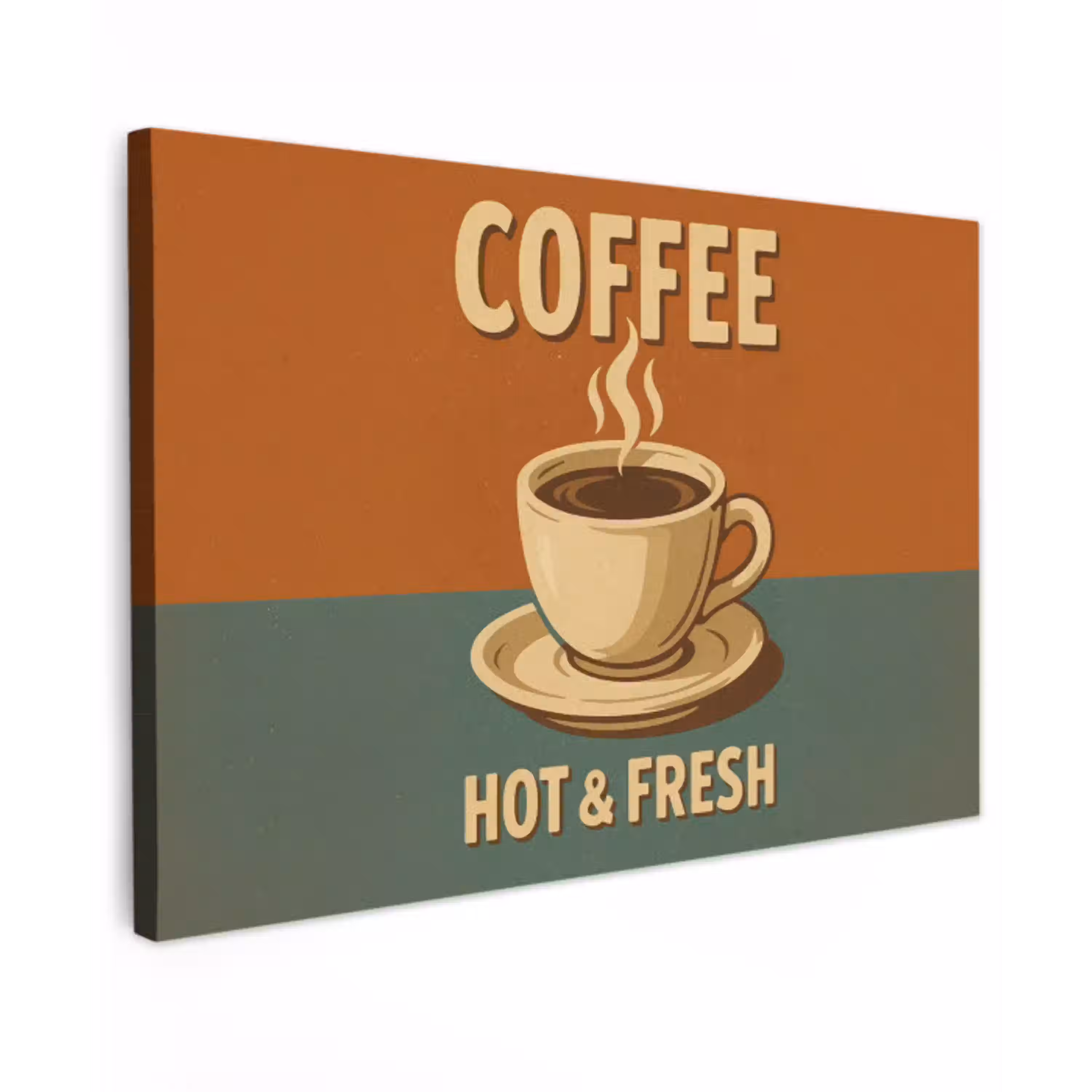 Koffie - Kop - Vintage - Quote Tuinposter op houten frame 2 cm dik klein -3d