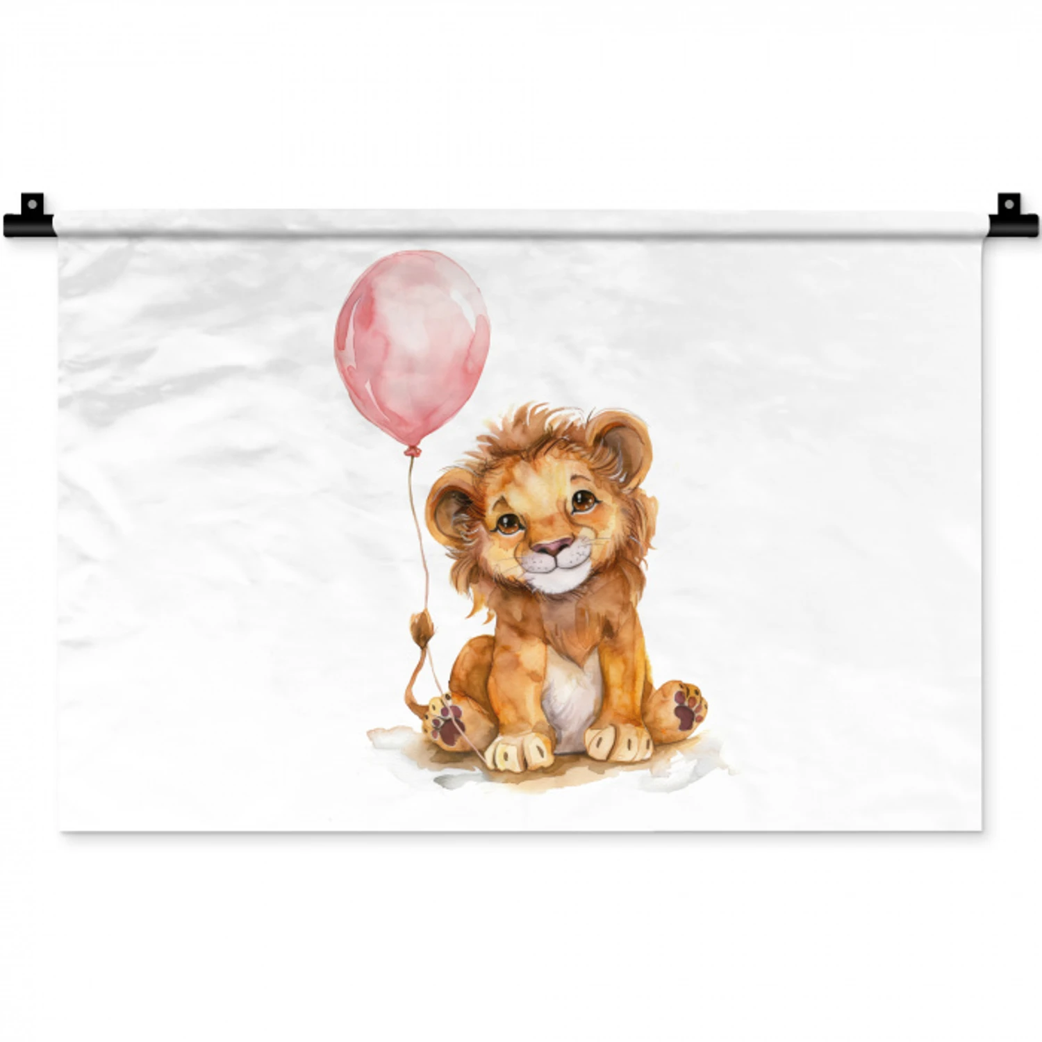 Leeuw - Baby dier - Dieren - Roze ballon Wandkleed katoen klein -zz3d