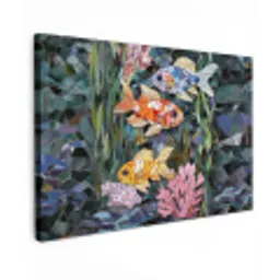 Vissen - Koraal - Zee - Mozaïek Tuinposter op houten frame 2 cm dik klein -3d