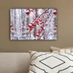 Bessen - Takken - Sneeuw - Winter - Kleurrijk canvas 2cm klein -sfeer3
