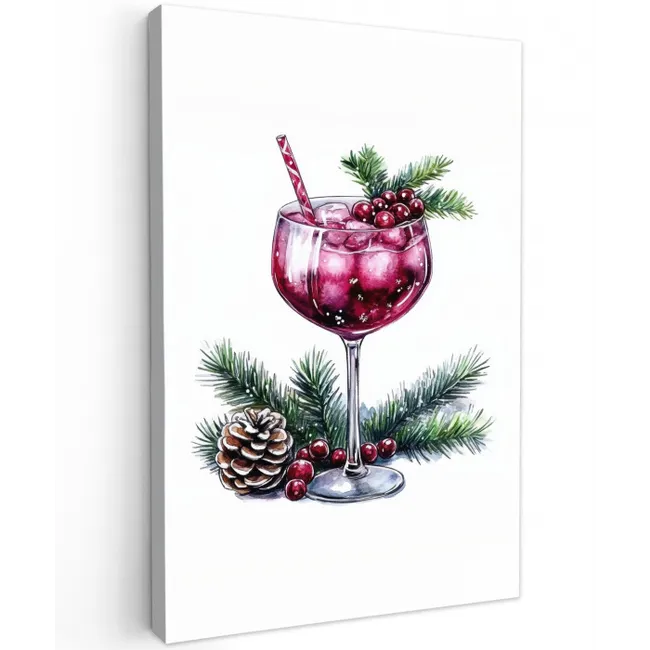 Winter - Cocktail - Decoratie - Drank - Kerst Tuinposter op houten frame 2 cm dik middel -3d