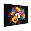 Bloemen - Kleurrijk - Graffiti - Modern - Boeket Tuinposter op houten frame 2 cm dik klein -3d