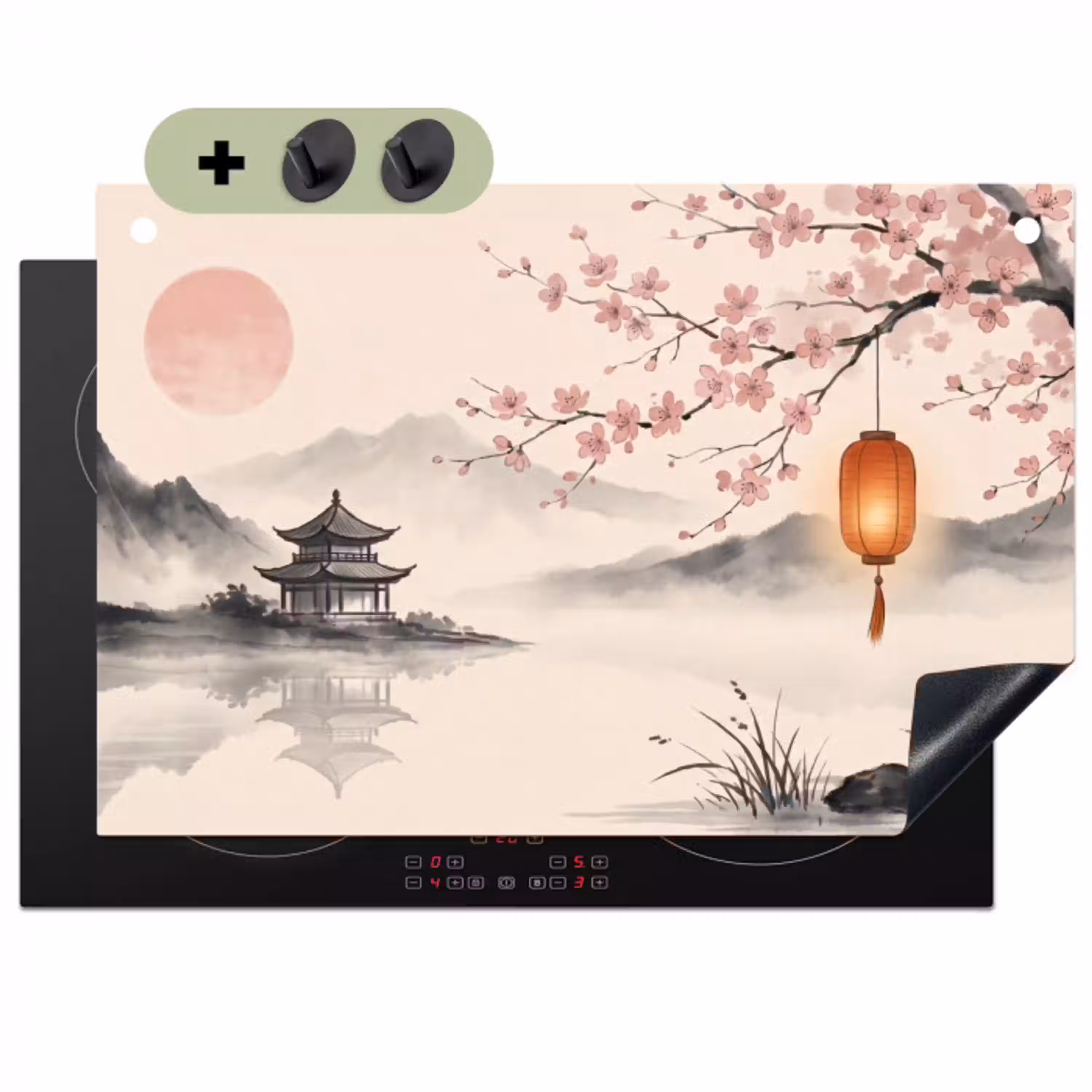 Zon - Japans - Traditioneel Inductie beschemer met haakjes klein -3d
