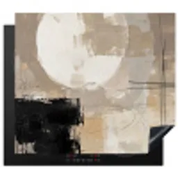Abstract - Cirkel - Modern - Beige - Zwart - Minimalistisch Inductie beschermer vinyl 3mm middel -3d