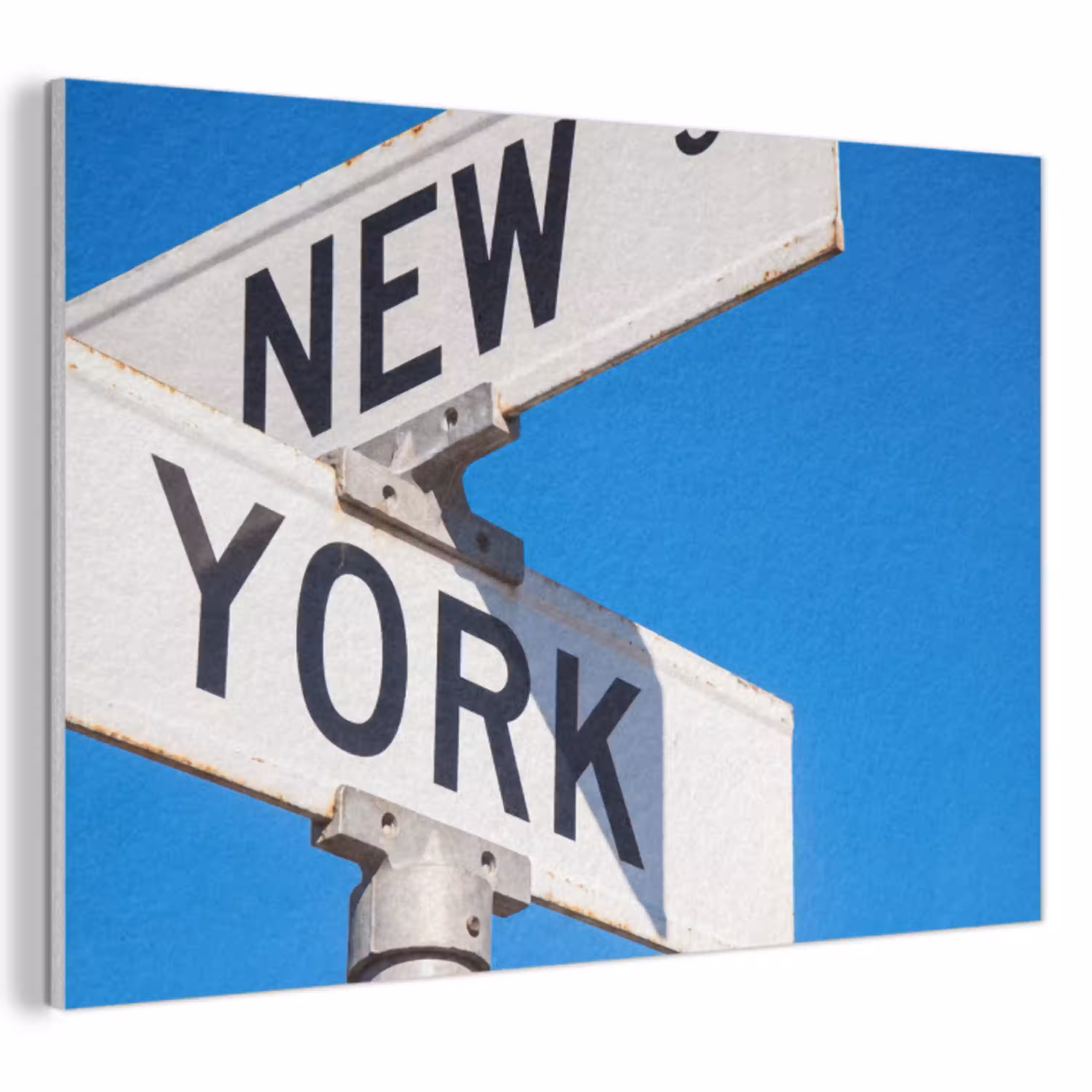 New York - Straatbord - Stad - Urban - Blauw PET vilt klein -3d