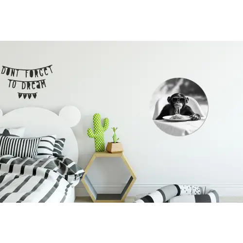 Aap - Spaghetti - Zonnebril - Zwart wit - Cool - Dier Wandcirkel aluminium klein -kinderkamer