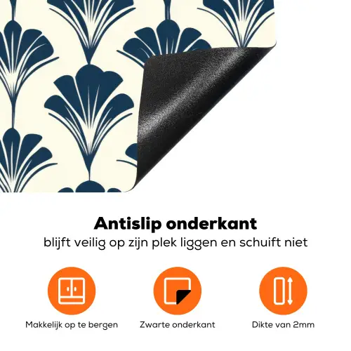 Klassiek - Motief - Blauw Inductie beschermer vinyl 3mm klein 276 -zzzzzzz-td-onderkant