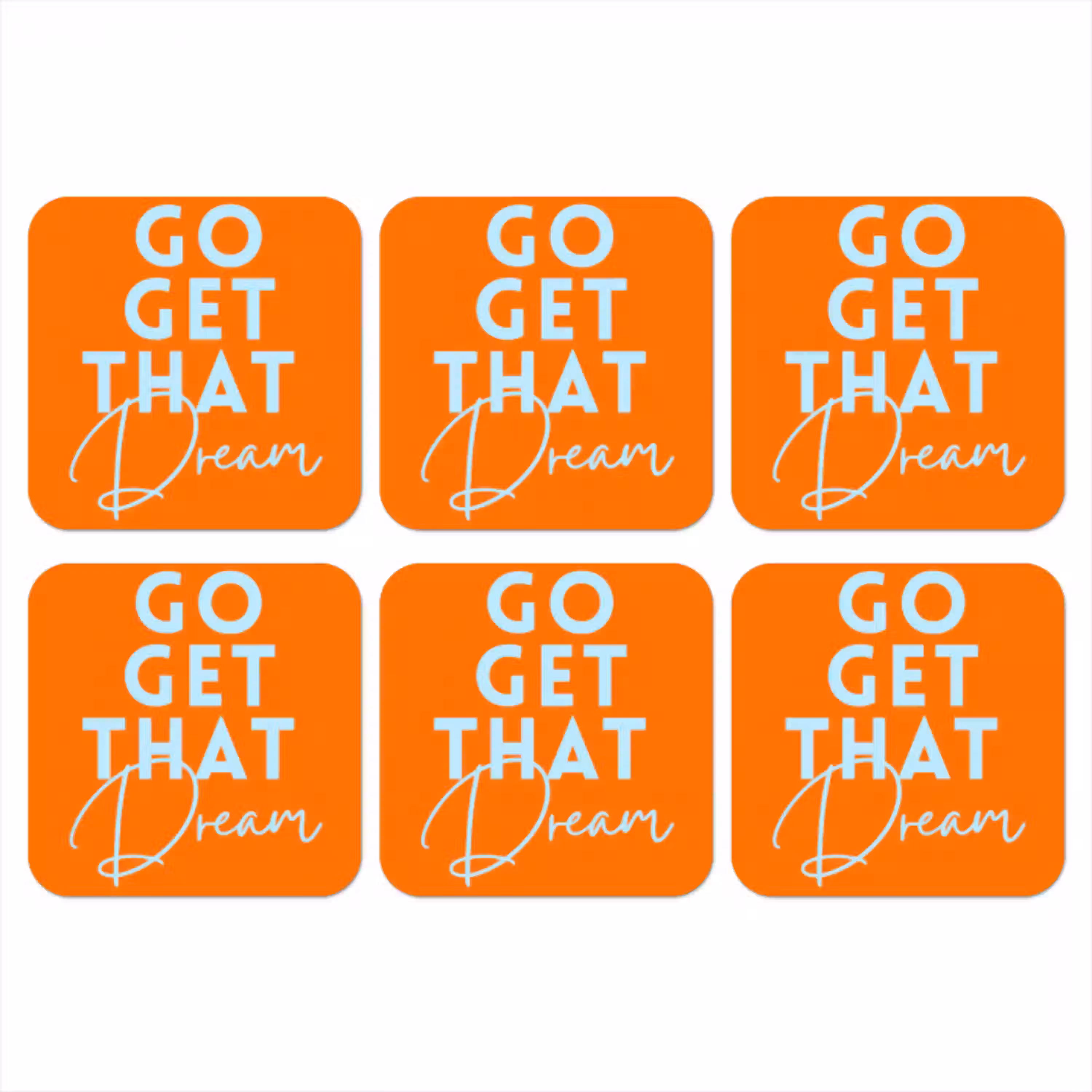 Oranje - Blauw - Go get that dream onderzetter kurk middel -3d