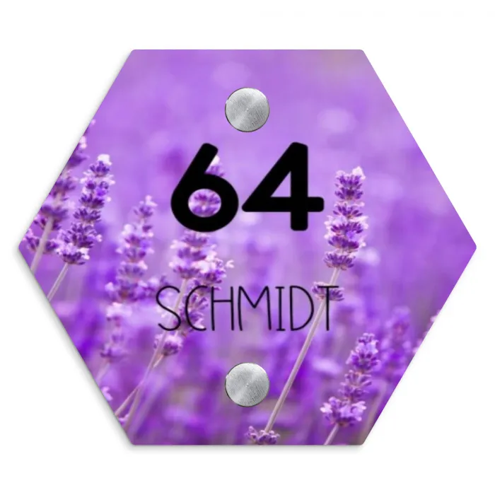 Lavendel - Modern Naambord Hexagon klein -3d