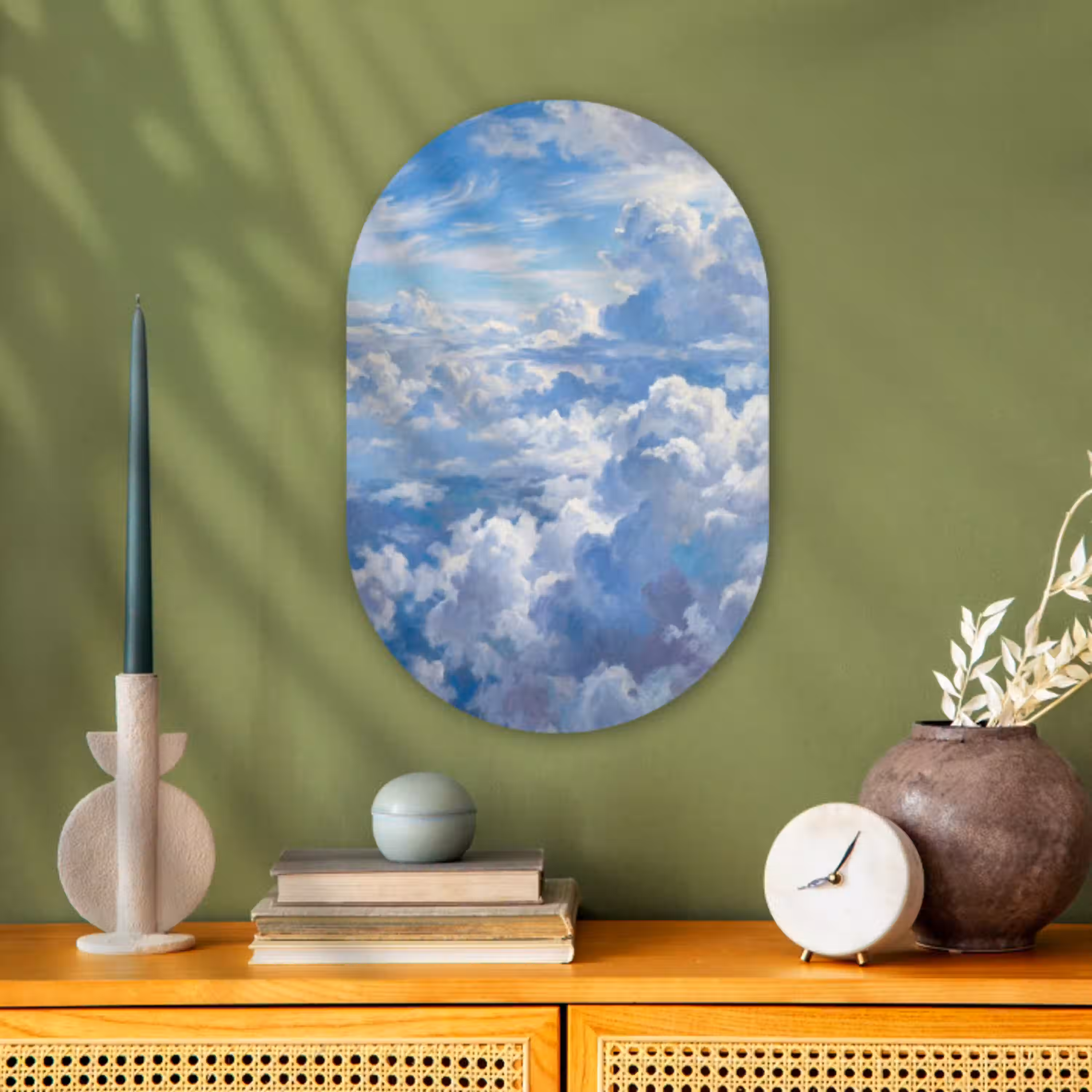 Wolken - Lucht - Natuur - Abstract - Blauw Wandcirkel Ovaal Forex klein -sfeer2