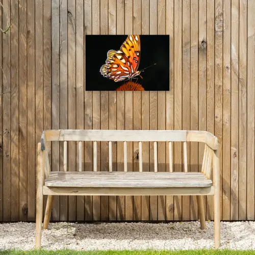 Vlinder op bloem Tuinposter op houten frame 2 cm dik klein -sfeer4