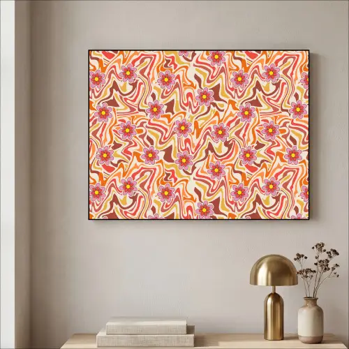 Retro - Bloemen - Patroon Textielframe zwart klein 947 -sfeer2