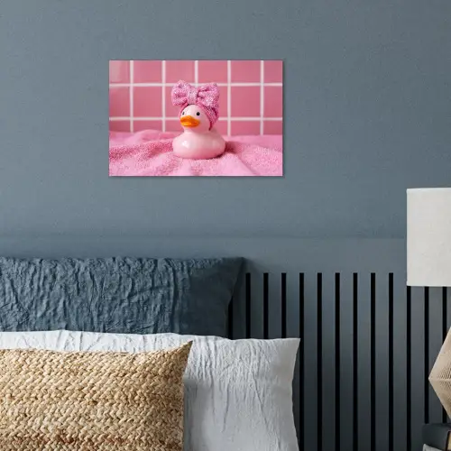 Badeend -Strik - Roze poster papier klein -sfeer2