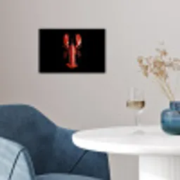 Kreeft - Glossier Rood - Zwart poster papier klein -sfeer3
