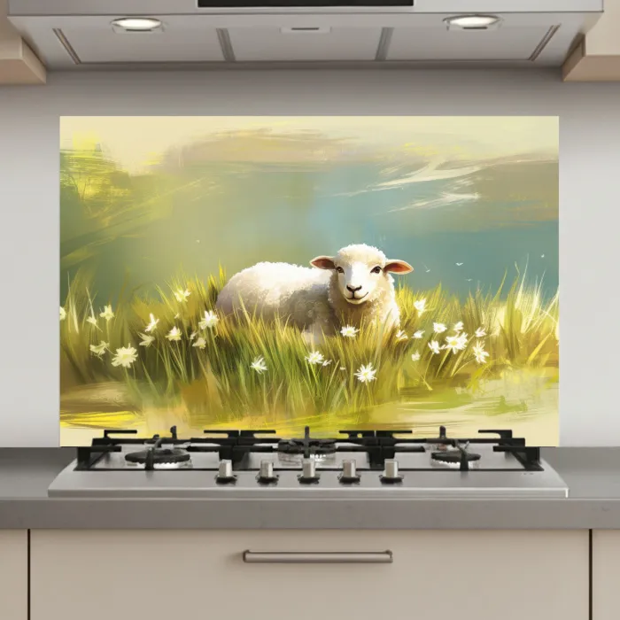Schaap - Weide - Groen keuken achterwand spatscherm klein -3d_website