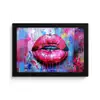 Graffiti - Lippen - Felroze - Geschilderd fotolijst zwart zonder passe partout klein -3d