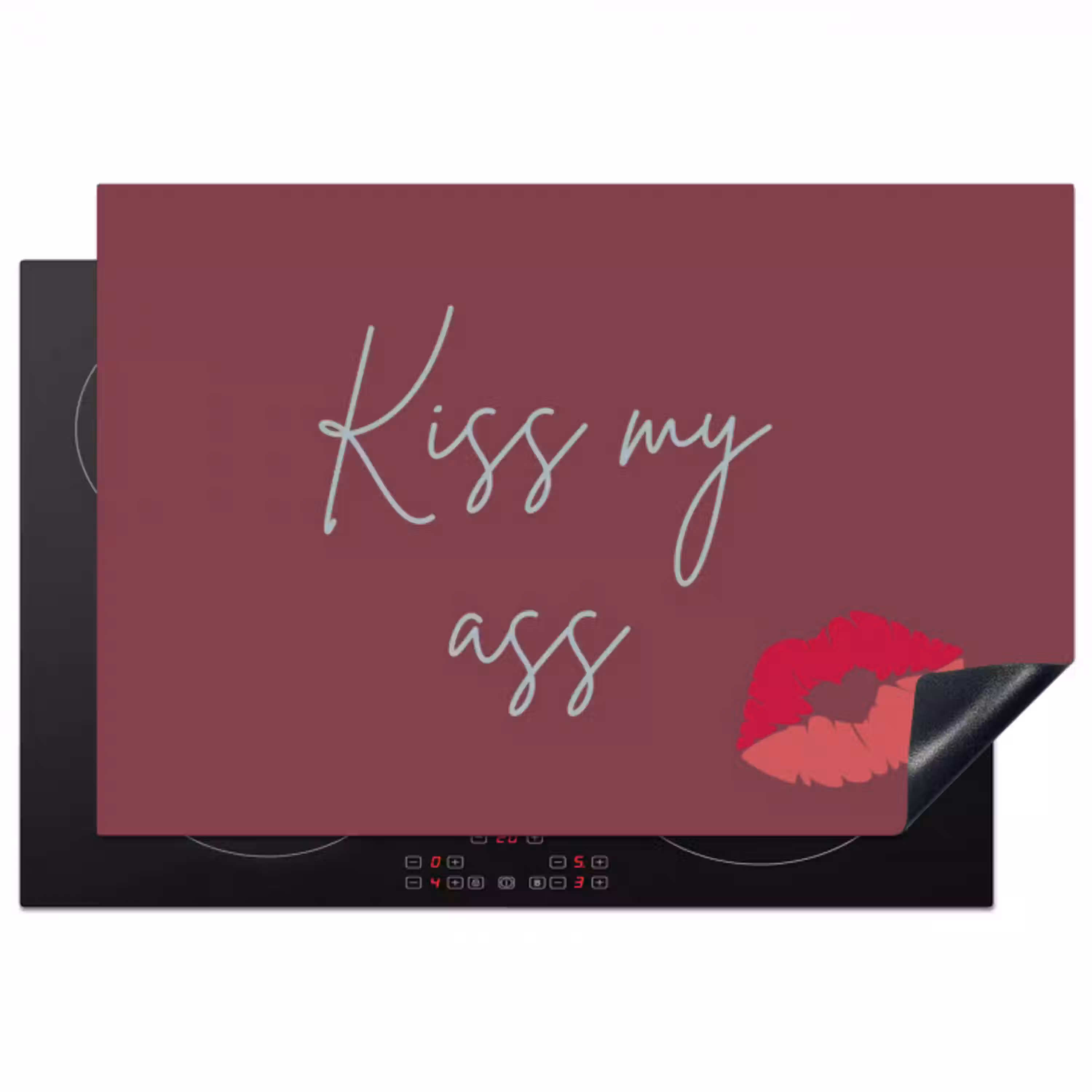 Kiss my ass - Lip - Bordeaux Inductie beschermer vinyl 3mm klein -3d