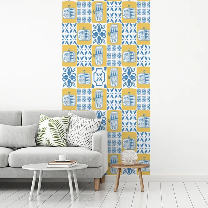 Zee - Geel - Blauw - Wit fotobehang vinyl groot 64 -woonkamer