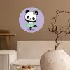 Panda - Paars - Sierlijk - Kawaii Wandcirkel behangsticker klein -sfeer1