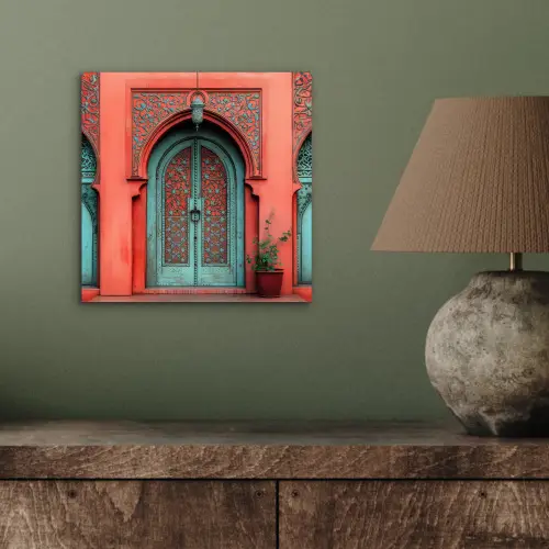 Lantaarn - Deur - Turquoise aluminium wit klein -sfeer2