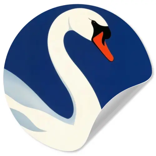 Zwaan - Wit - Snavel - Illustratie Wandcirkel behangsticker klein -3d